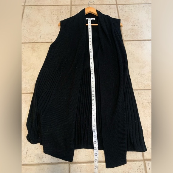 Cleo Black Ribbed Draped Open-Front Cardigan Vest, Size XXL - Picture 4 of 4